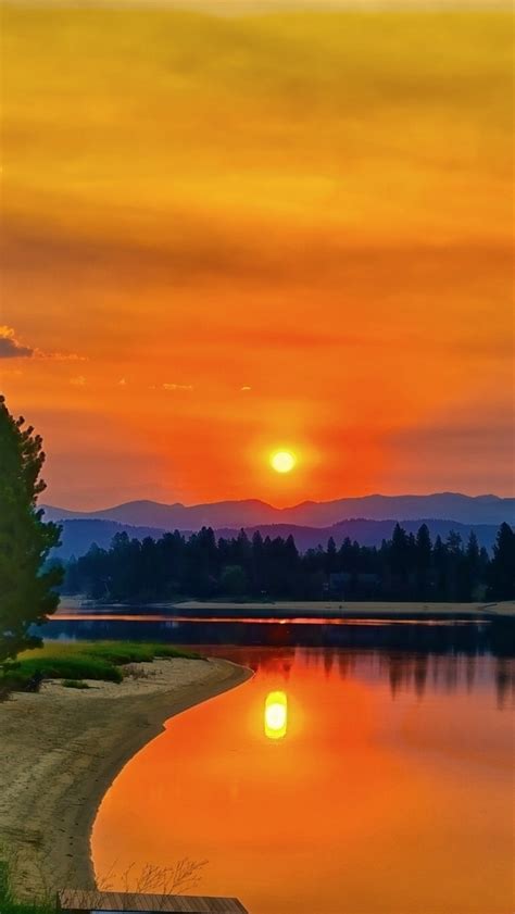 640x1136 Resolution Lake Cascade Hd Sunset Iphone 55c5sse Ipod