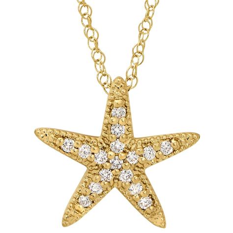 Starfish Diamond Necklace In 14K Yellow Gold Gold Diamond Necklace