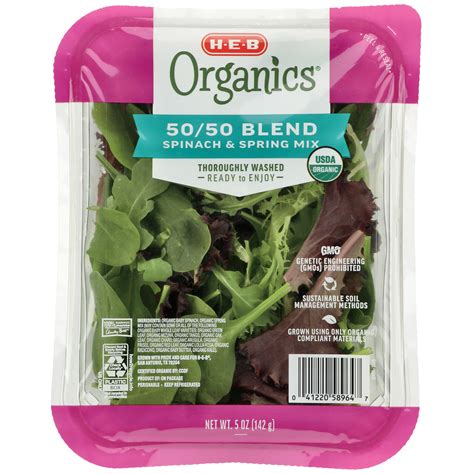 H E B Organics Fresh 5050 Blend Baby Spinach And Spring Mix Shop