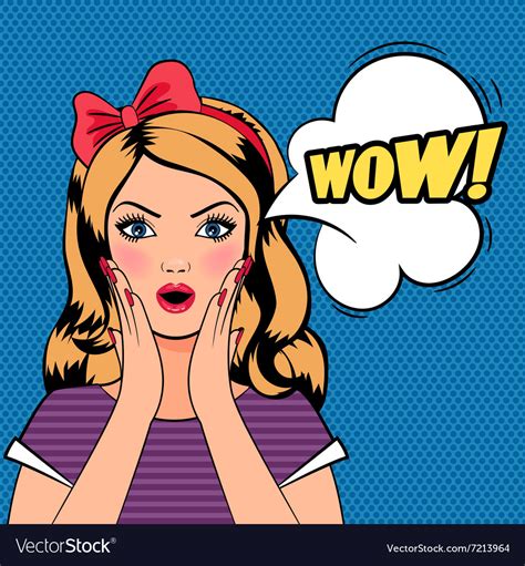 Wow Woman Pop Art Woman With Wow Sign Royalty Free Vector