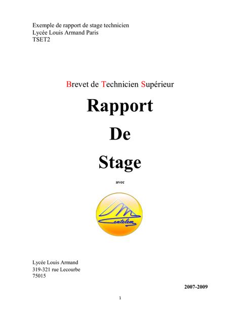 Rapport De Stage Exemples Images And Photos Finder