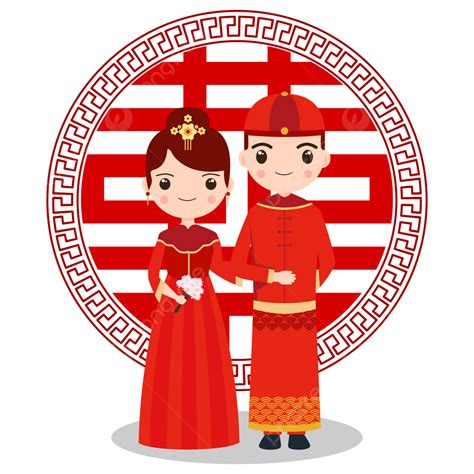 couple chinese wedding character vector marrige transparnat background free download chinese