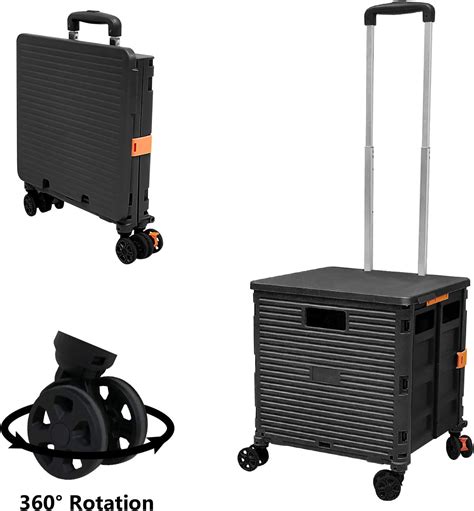 Black Quick Utility Cart Folding Portable Rolling Crate Handcart With