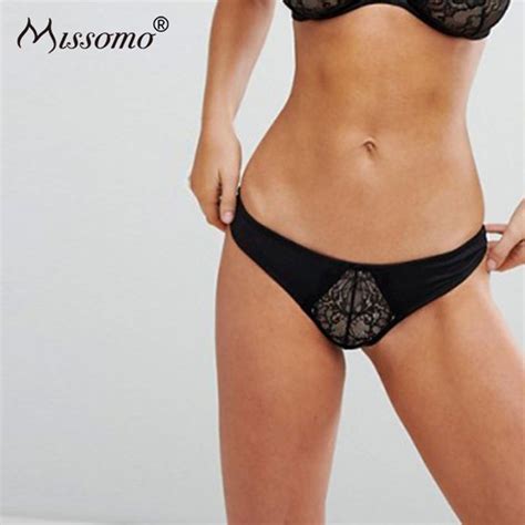 missomo women solid black panty sexy hollow out briefs floral pattern low rise thongs 2018 new