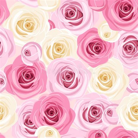 Seamless Background Pink White Roses Stock Illustrations 10584