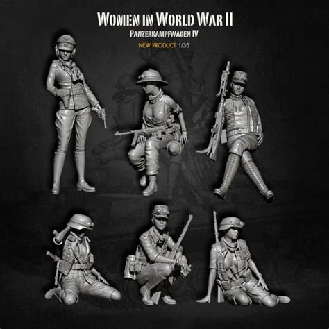 1 35 Wwii German Africa Corps Female Soldiers Set Pz Iv Crew Resin Sca Yufan Models Store