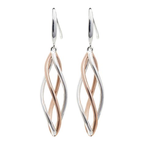 Simply Silver Sterling Silver Tri Tone Polished Drop Earrings
