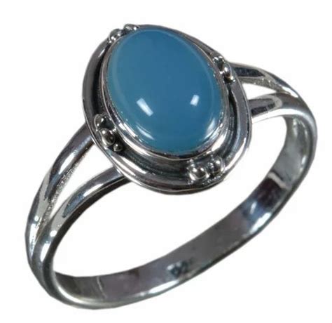 925 Solid Sterling Silver Ring Natural Chalcedony Blue At Rs 350piece