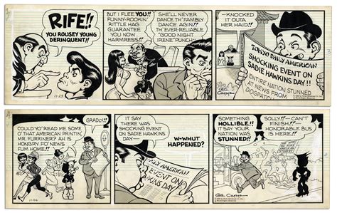 Lot Detail Lil Abner Pair Of Comic Strips From 23 And 24 November 1966 Featuring Mammy