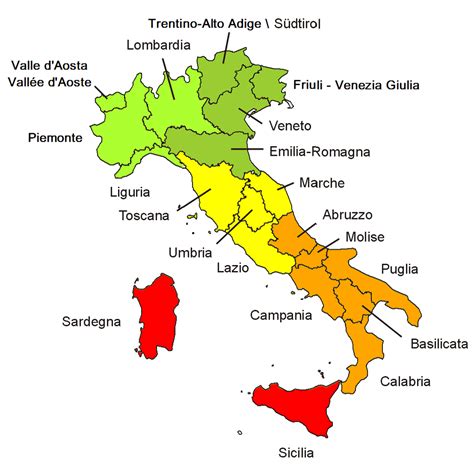 Carte Ditalie Toutes Les Régions Italie