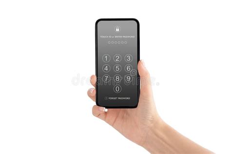 Hand Holding And Showing Smartphone With Passcode Keypad For Lock Or
