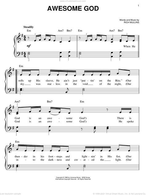 Mullins Awesome God Easy Sheet Music For Piano Solo Pdf