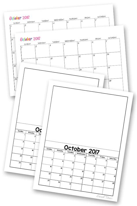 Free Blank Online Calendar October 2017 Sarah Titus