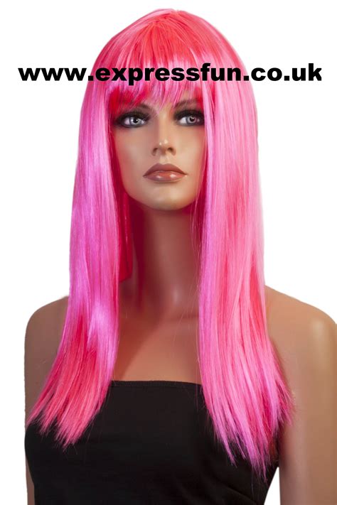 Neon Pink Long Straight Fancy Dress Wig Fancy Dress Wigs Wigs Long