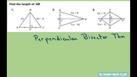 find the length of ab perpendicular bisector theorem youtube