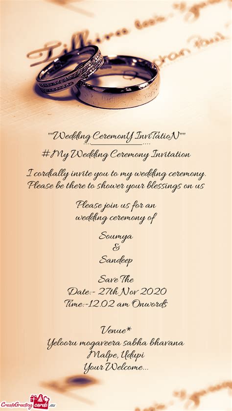 Wedding Ceremony Invitation Free Cards