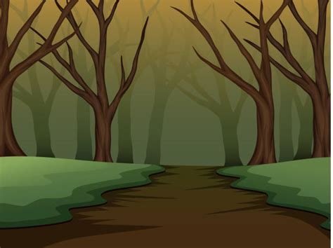 Clip Art Of A Dark Forest Path Illustrations Royalty Free Vector