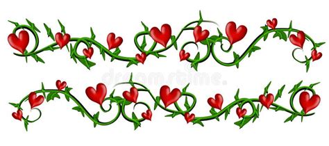 Vine With Valentine Hearts Borders Stock Illustration Illustration Of