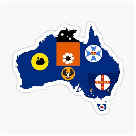 Australian State Flags Map Australia Sticker For Sale By Celticana