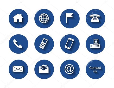 Contact Icons Round Long Shadow Blue Stock Photo By ©stockimagefolio
