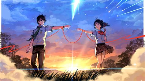 Mitsuha Miyamizu Taki Tachibana In Sky Background Hd Your Name