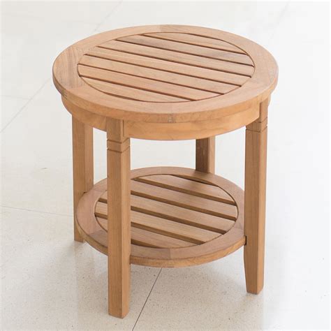 Willem Solid Teak Wood Patio Round Side Table
