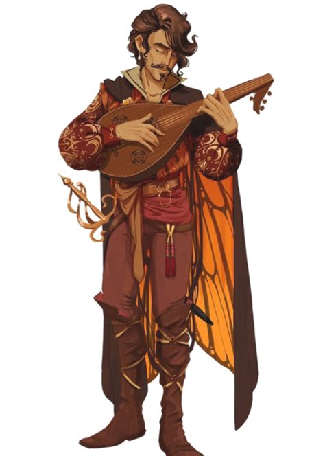 Male Human Bard Playing The Lute Rpg Character Dnd Characters