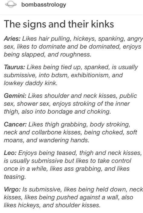 Astrology On Twitter The Signs And Their Kinks Via