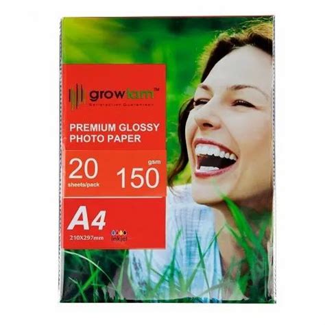 Growlam Inkjet Glossy Photo Paper A4 150 Gsm 20 Sheets For Photography