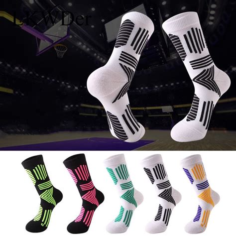 Lkwder 3 Pairs Mens Trendy Elite Basket Ball Socks Thickened Towel Bottom Long Tube Socks Elite