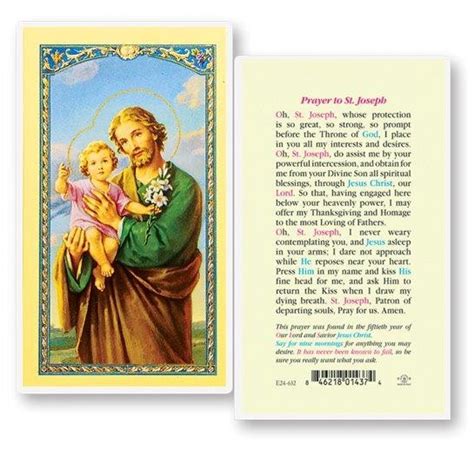 Prayer To St Joseph Laminated Prayer Cards 25 Pack Reverasite