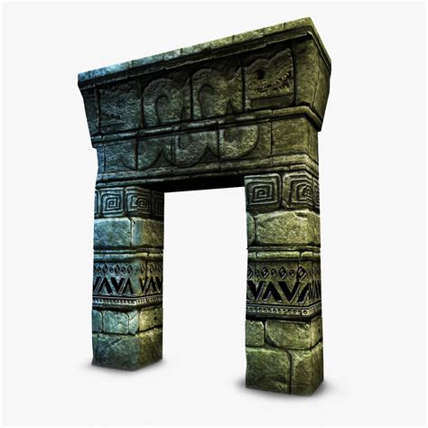 3d Model Aztec Mayan Gate Vr Ar Low Poly Cgtrader