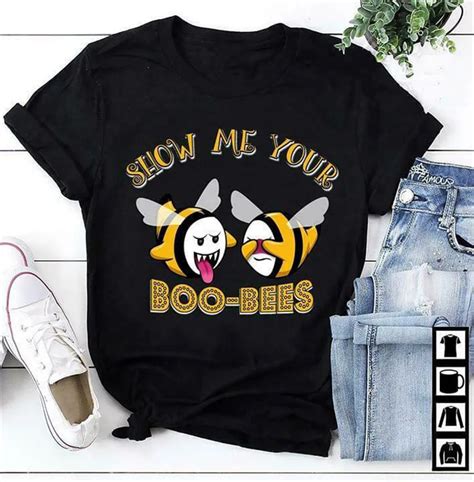 Bee Halloween Show Me Your Boo Bees T Shirt Black Cotton Ladies S 3xl