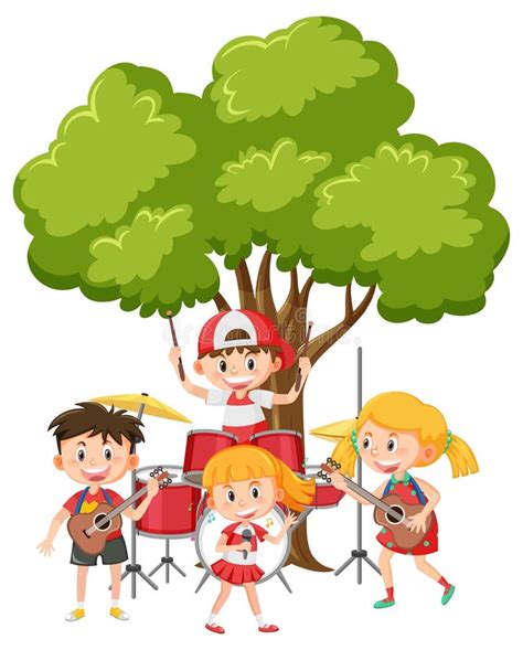 Kids Playing Under Tree Stock Illustrations 97 Kids Playing Under