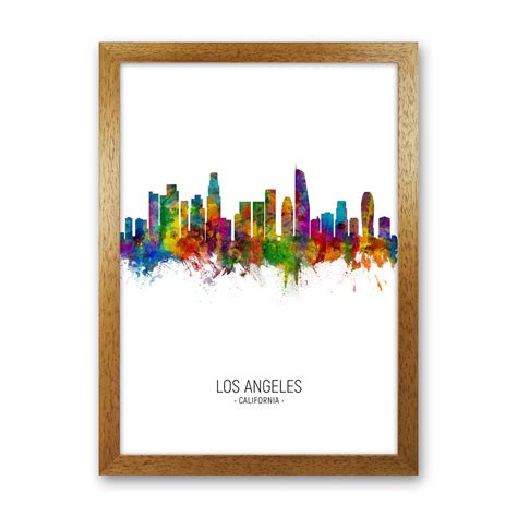 Los Angeles California Skyline Portrait Art Print By Michael Tompsett