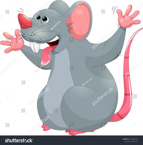 Vektor Stok Cartoon Happy Mouse Waving Tanpa Royalti 1310459120