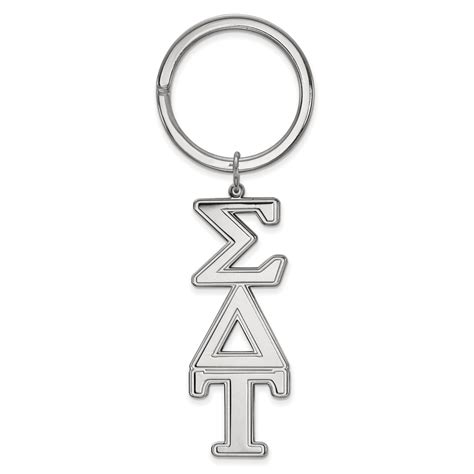 Solid 925 Sterling Silver Official Sigma Delta Tau Key Chain 78mm X