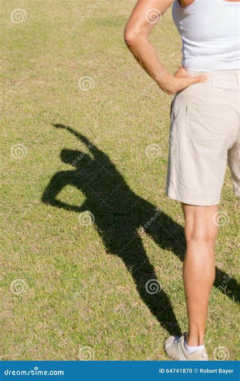 Shadow Silhouette Arms Up Woman Stock Photo Image Of Fitness