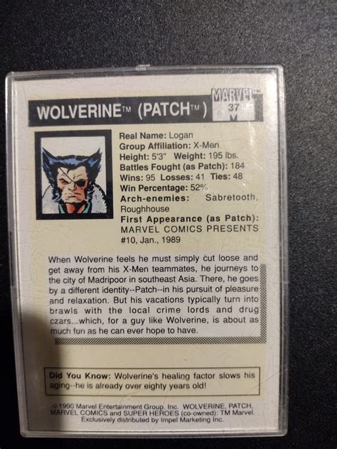 1990 Marvel Comics Super Heroes Trading Cards Wolverine Patch 37