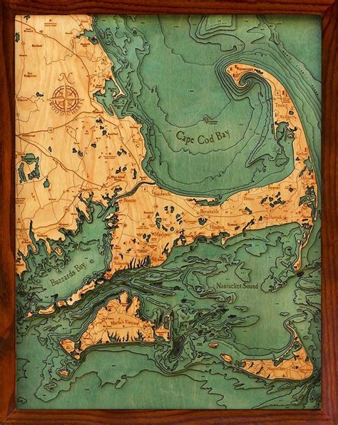 Wooden Topographical Maps Reveal Underwater Depths Cape Cod Map Lake