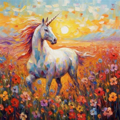Premium Photo Painting Of A White Horse Running Through A Field Of
