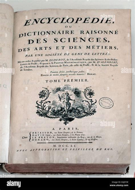 Encyclopédie Encyclopedia 1751 Denis Diderot And Jean Le Rond Stock