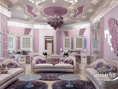 Girls all pink bedroom interior. LUXURY ANTONOVICH DESIGN UAE: Pink girly bedroom Dubai