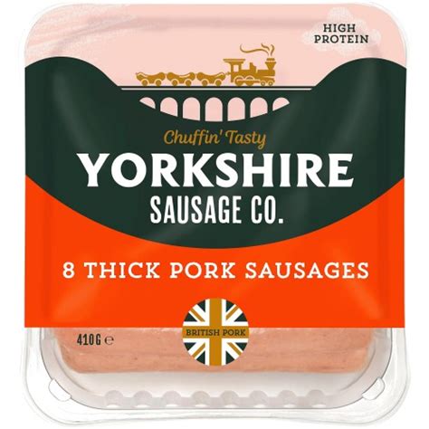 Yorkshire Sausage Co 8 Thick Pork Sausages 410g Compare Prices