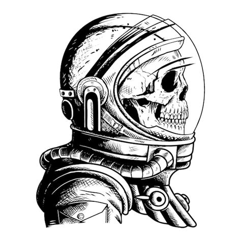Astronaut Skull Drawing