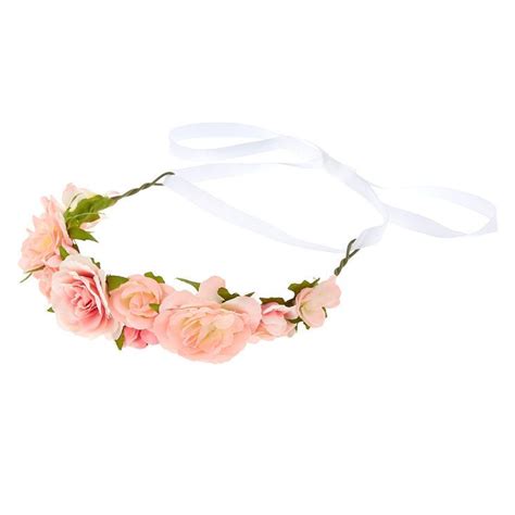 Claires Club Flower Crown Tie Headwrap Pink Hair Jewelry Fashion