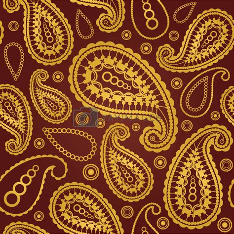 Seamless Gold And Brown Paisley Wallpaper Pattern By Misslina Vectors