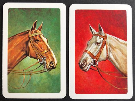 Pair Of Vintage Swap Playing Cards Two Beautiful Horse Etsy