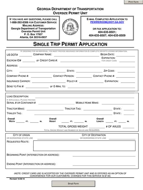 Georgia Single Trip Permit Fill Out And Sign Online Dochub