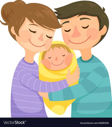 Happy Young Parents Hugging A Newborn Baby Download A Free Preview Or